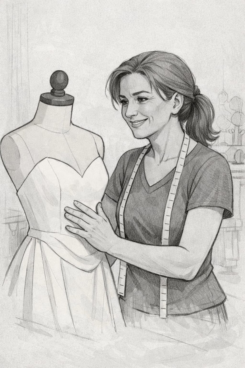 Maddie Made Working on Dress